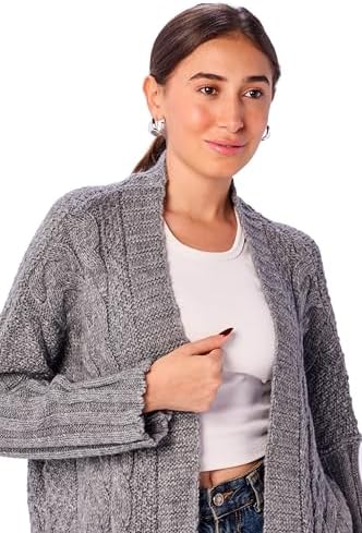 Ravin Acrylic Long Sleeves Trendy Knitted Cardigan - Heather Light